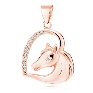 Pandantiv argint placat cu aur roz cal si inima cu pietre DiAmanti Z1795CRG_W-DIA (Argint 925‰ 1,7 g.)
